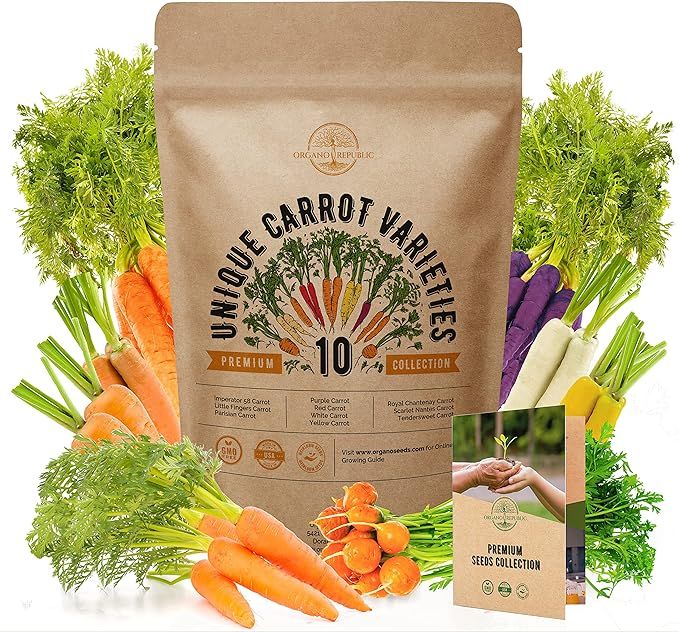 10 Carrot Seeds Variety Pack for Planting Indoor & Outdoors 3600+ Non-GMO Heirloom Carrots Garden... | Amazon (US)
