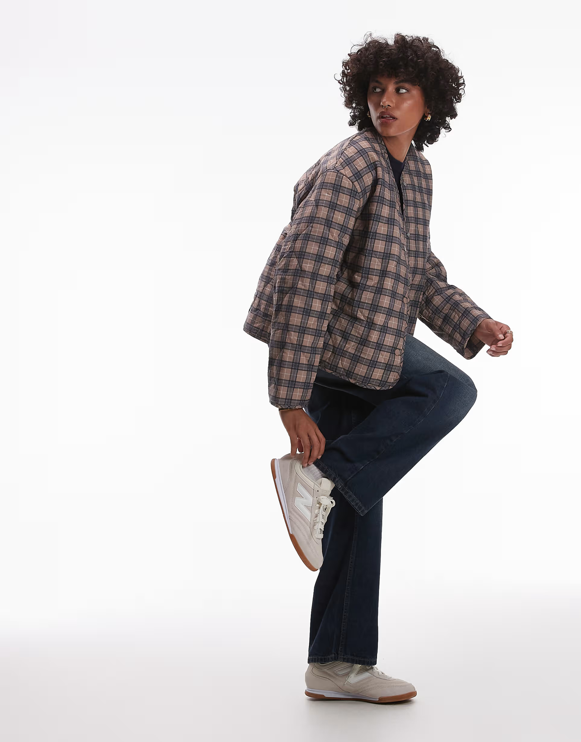 Topshop check quilted liner jacket in multi | ASOS (Global)