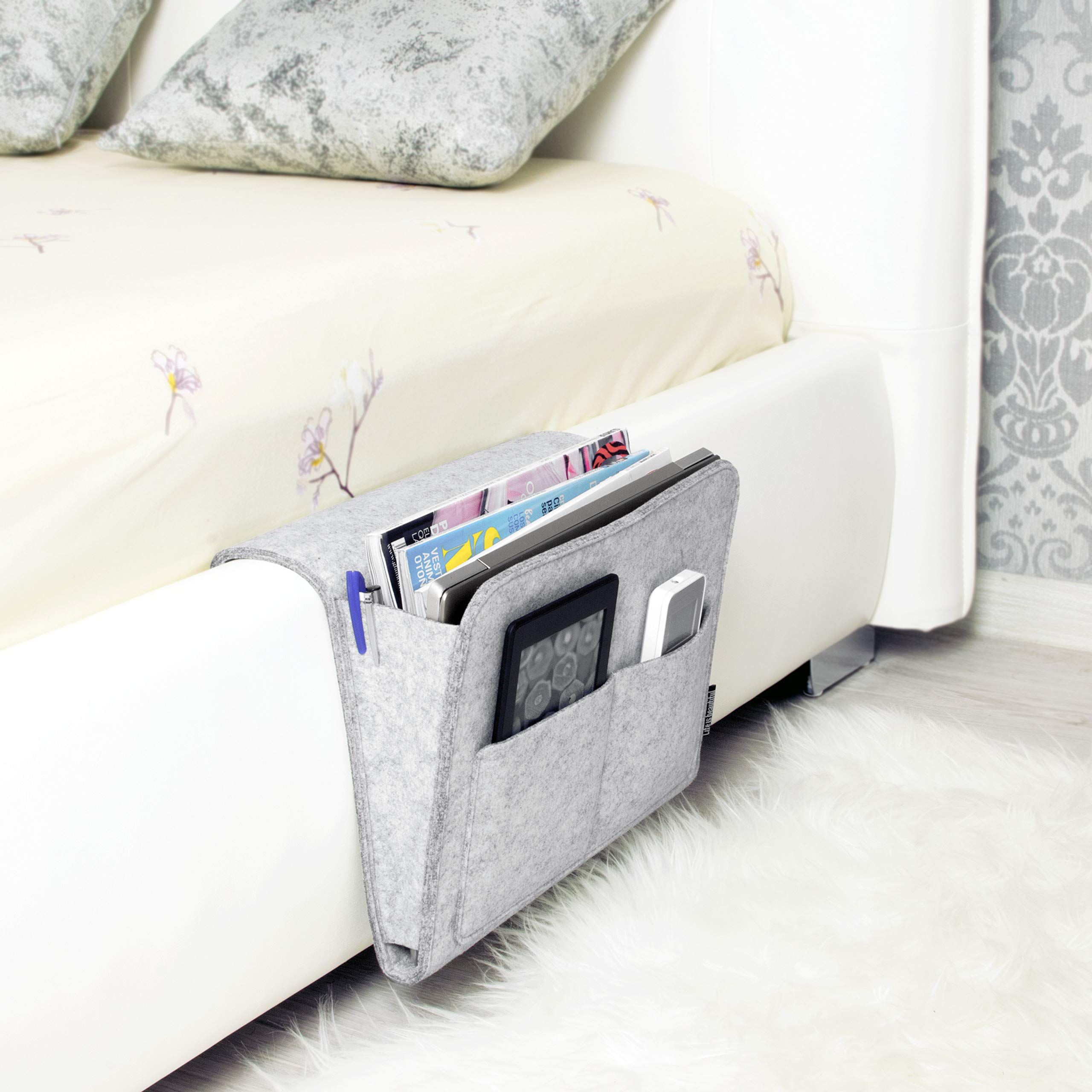 Lib Bedside Caddy, Original Design | Large Size 9.5" x 13.5" | Laptop Holder | 100% Handmade | Colle | Amazon (US)