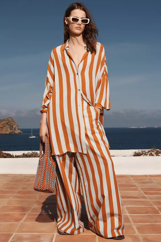 LIMITED EDITION STRIPED WIDE-LEG PANTS | Zara US