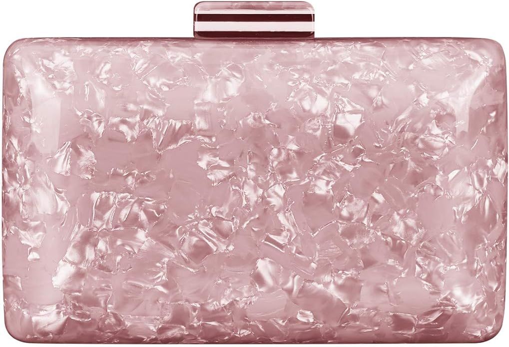 BRANDWINLITE Women's Evening Handbag box clutch Acrylic Stripes Shoulder Bag for Party Champagne ... | Amazon (US)