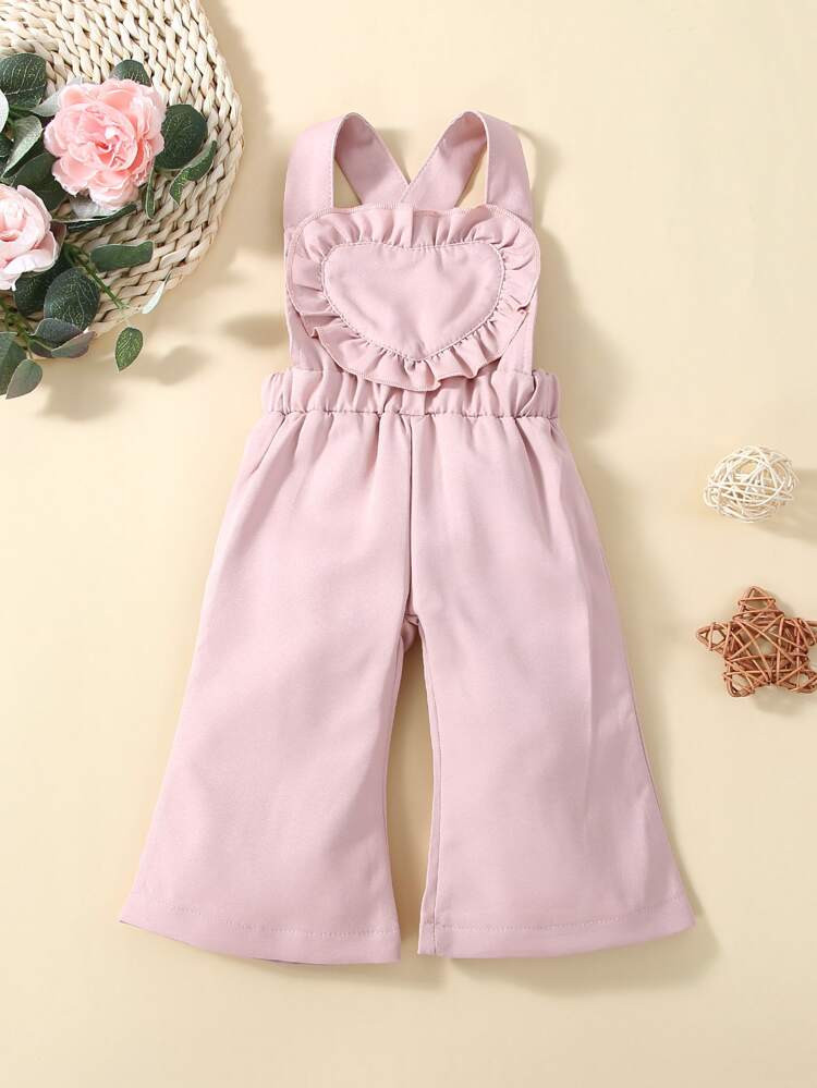 Baby Ruffle Trim Crisscross Overall Wide Leg Jumpsuit | SHEIN