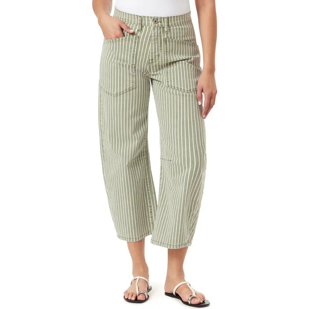 Kensie Barrel Leg Ankle Pants in Harbor Stripe Palm Green at Nordstrom Rack, Size 0 | Nordstrom Rack