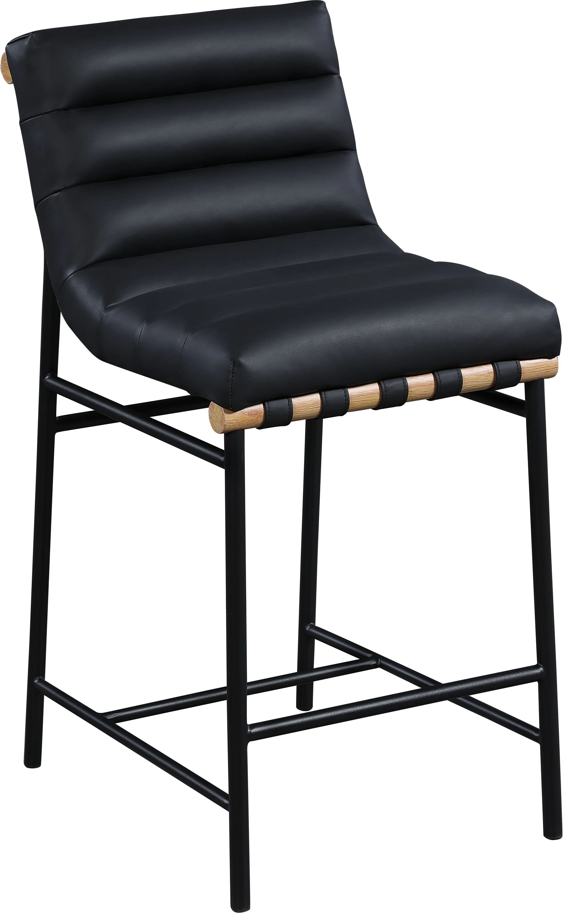 Burke Black Faux Leather Counter Stool, Set Of 2 (Set of 2) | Wayfair North America