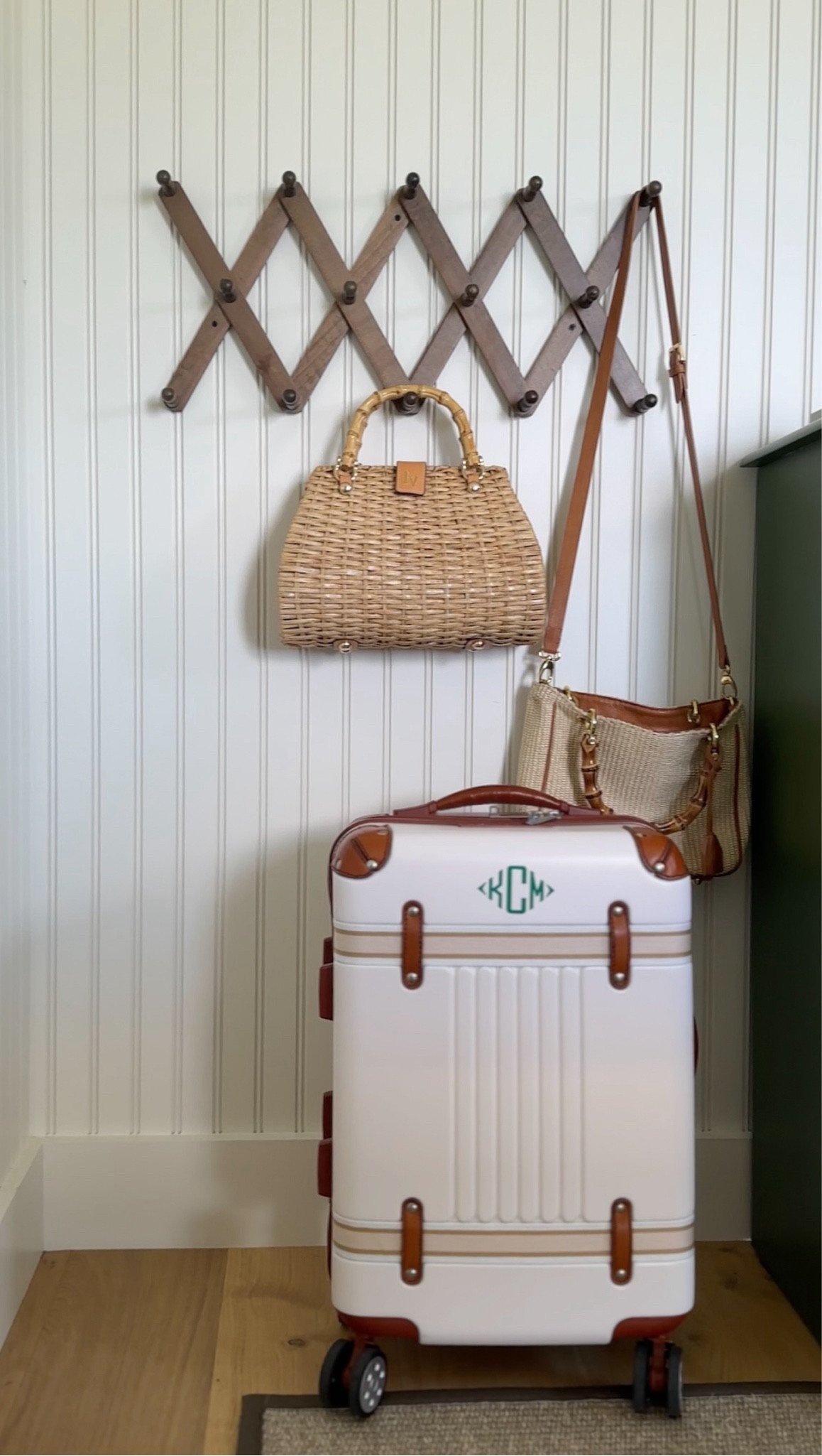 Maine cottage stay with my white & leather luggage with twill, a bamboo & wicker basket bag, and a raffia & bamboo crossbody bagg

#LTKOver40 #LTKTravel #LTKItBag