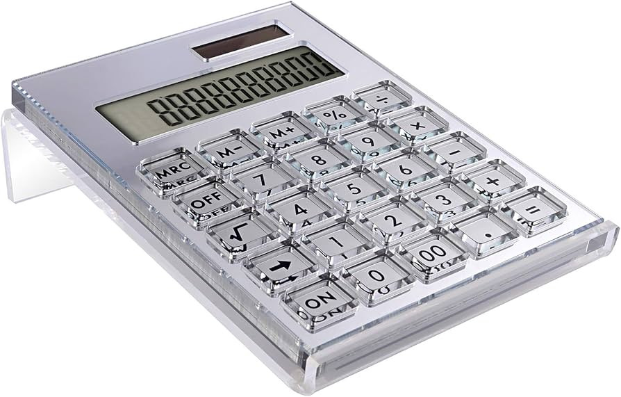 Acrylic Calculator with Stand, Battery and Solar Hybrid Powered Basic Calculator 12-Digit LCD Dis... | Amazon (US)
