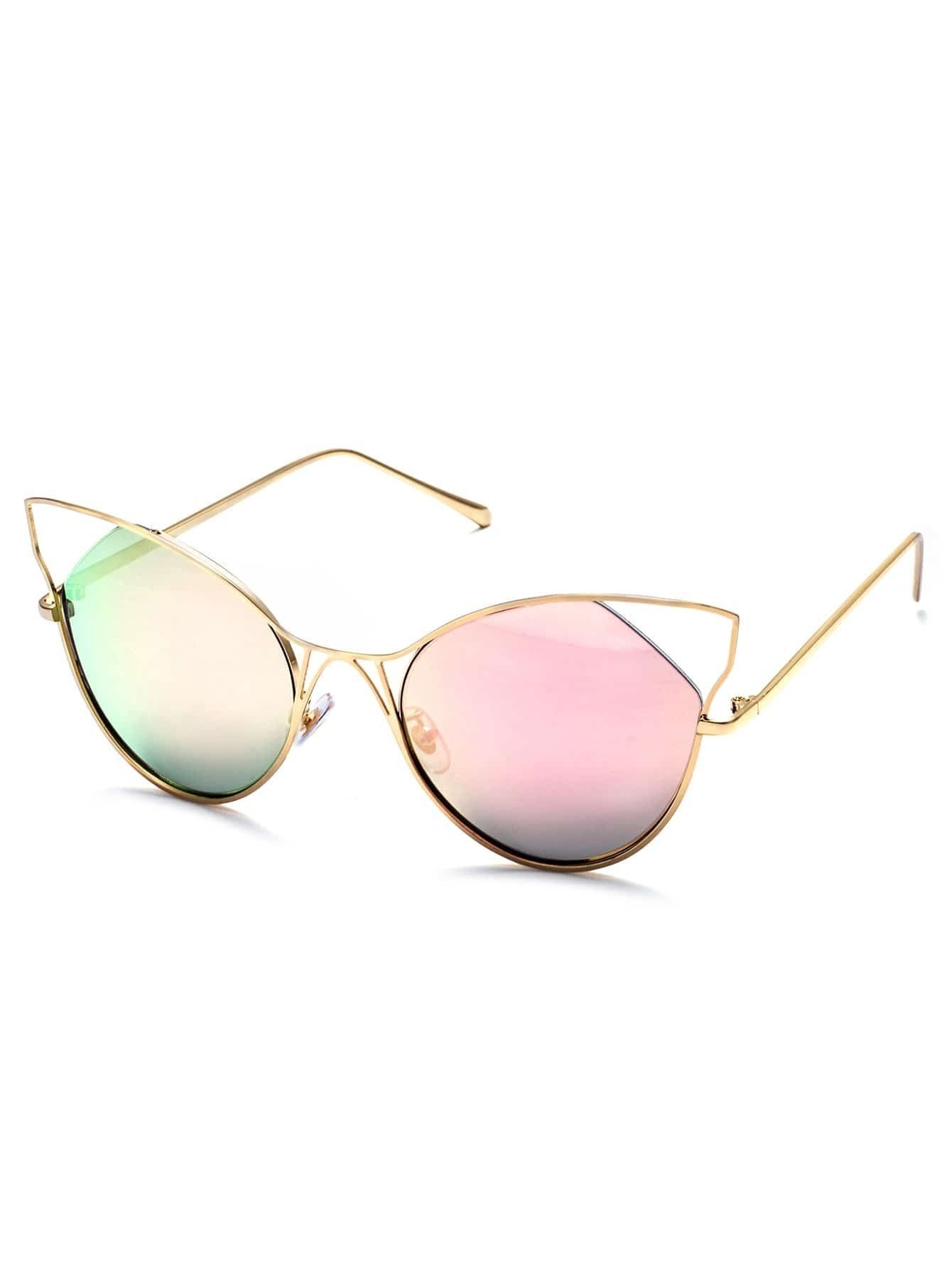 Gold Frame Pink Cat Eye Sunglasses | Romwe