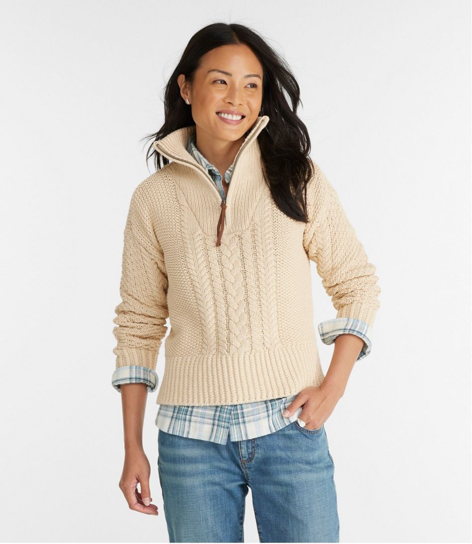 Women's Signature Cotton Fisherman Sweater, Quarter-Zip | L.L. Bean