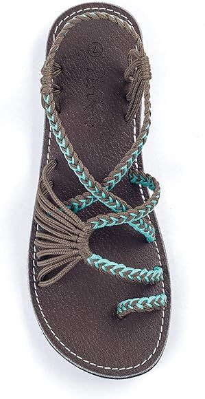 Plaka Flat Sandals for Women Palm Leaf | Amazon (US)