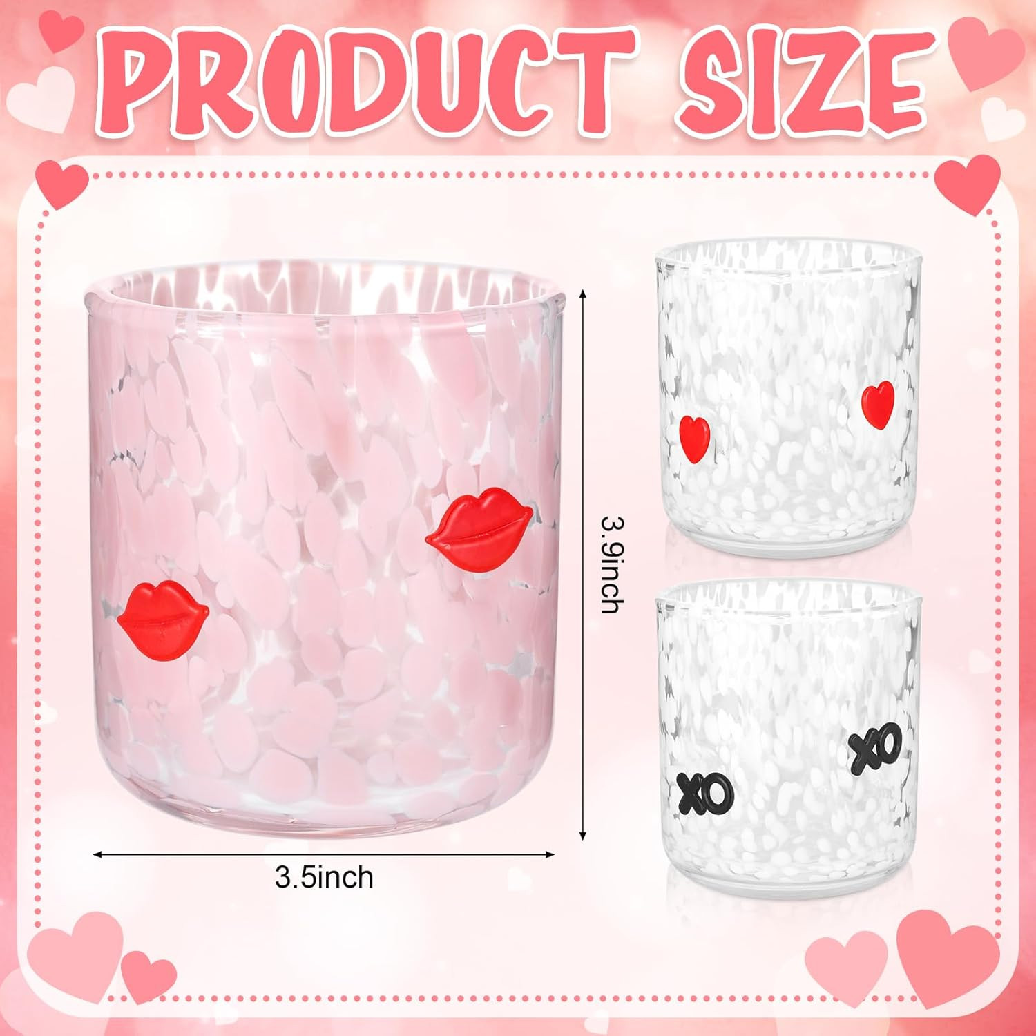 Booson 3 Pcs Valentine's Day Icon Glasses Valentine Juice Glass Cup 16oz Icon Stemless Glasses Li... | Amazon (US)
