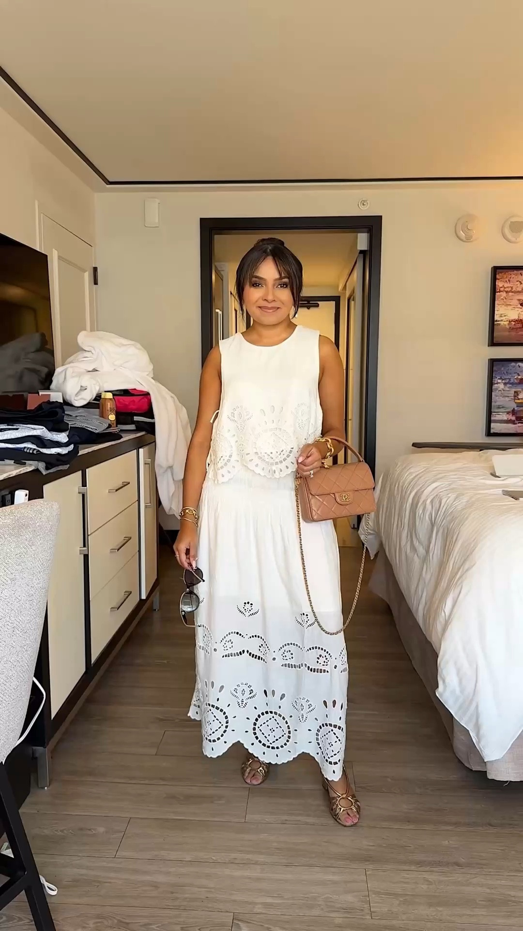 Eyelet top size xs TTS 
Eyelet skirt size xs TTS 
Gold sandals size 5 TTS


Matching set
 Vacation outfit
Summer outfit
Sandals
Miami
Charleston 

#LTKTravel #LTKStyleTip #LTKFindsUnder50