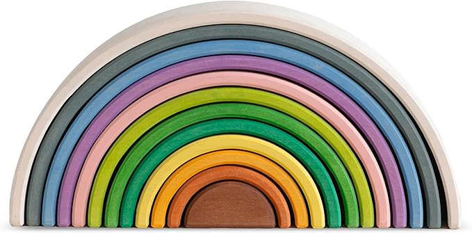 AVDAR 12Pcs Wooden Rainbow Stacker Toy, Extra Large Wooden Rainbow Stacking Toy, Montessori Nesti... | Amazon (US)
