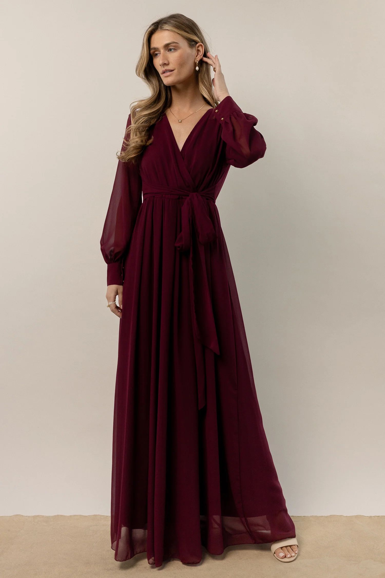 Veronica Maxi Dress in Burgundy - böhme | Bohme