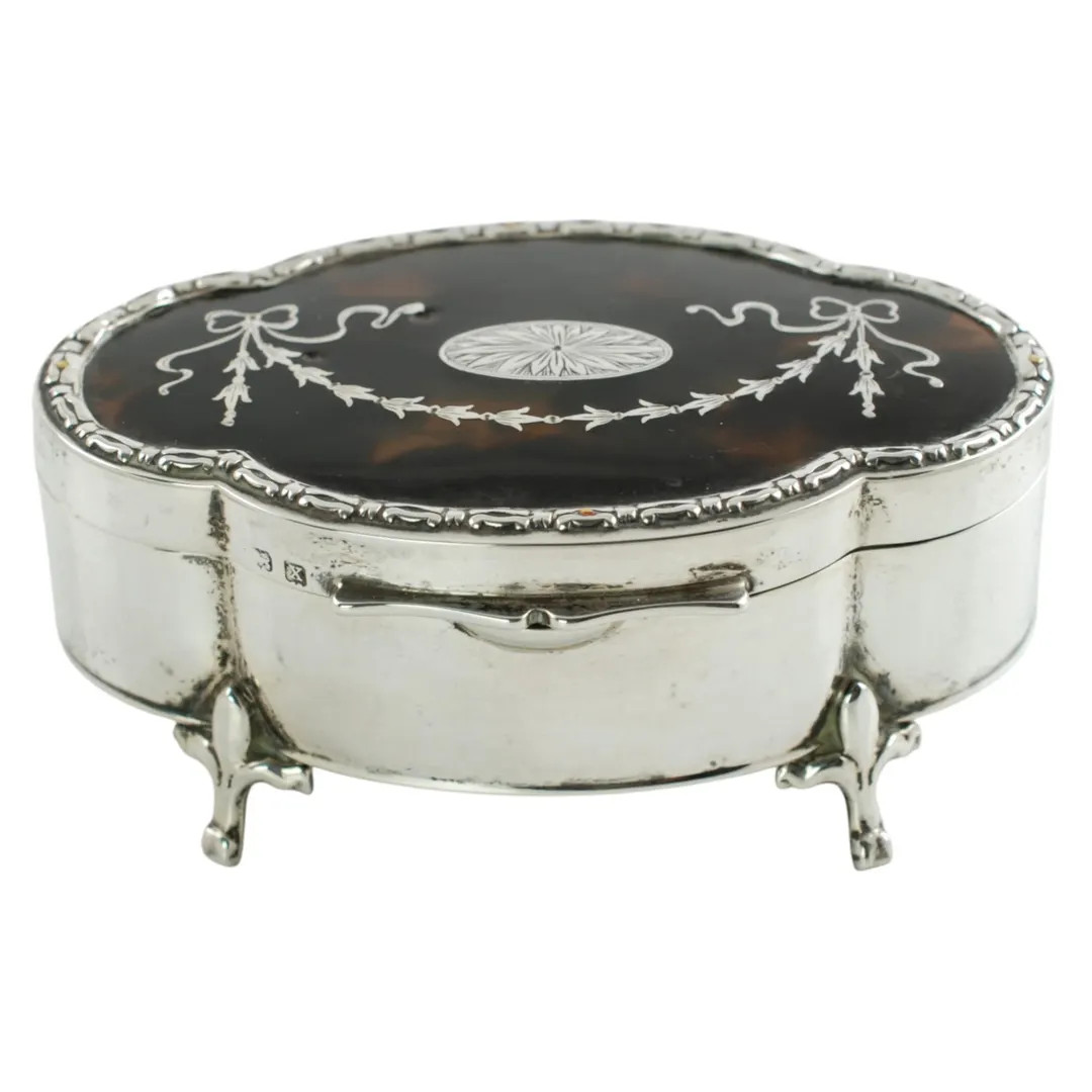 Antique Mappin and Webb Sterling Silver Footed Trinket Box With Original Padded Velvet Lining Cir... | Etsy (US)