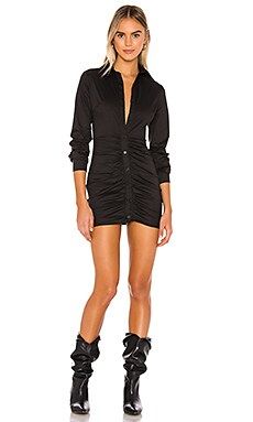 superdown Colette Ruched Shirt Dress in Black from Revolve.com | Revolve Clothing (Global)