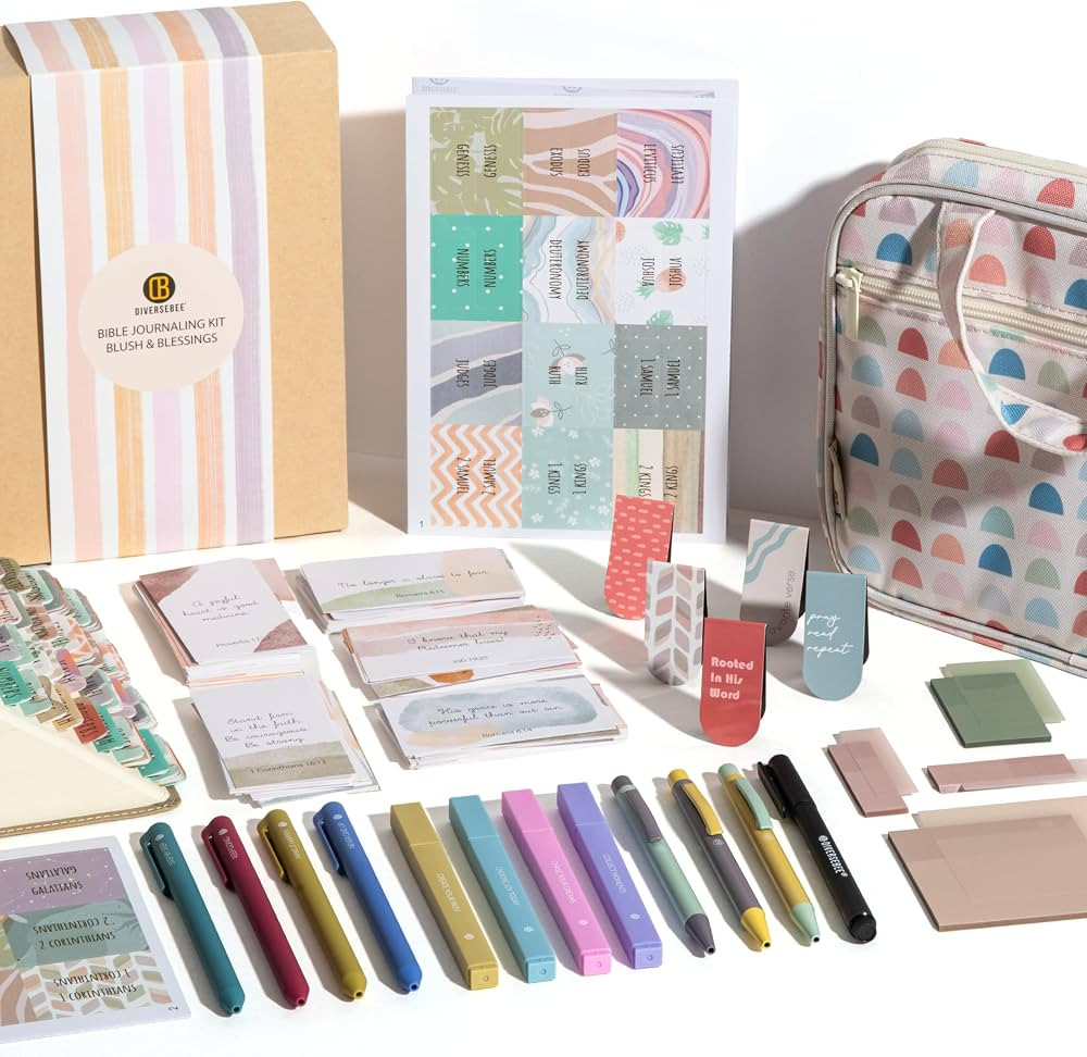 DiverseBee Bible Journaling Kit, Bible Study Supplies Set with Bible Cover and Tabs, No Bleed Hig... | Amazon (US)