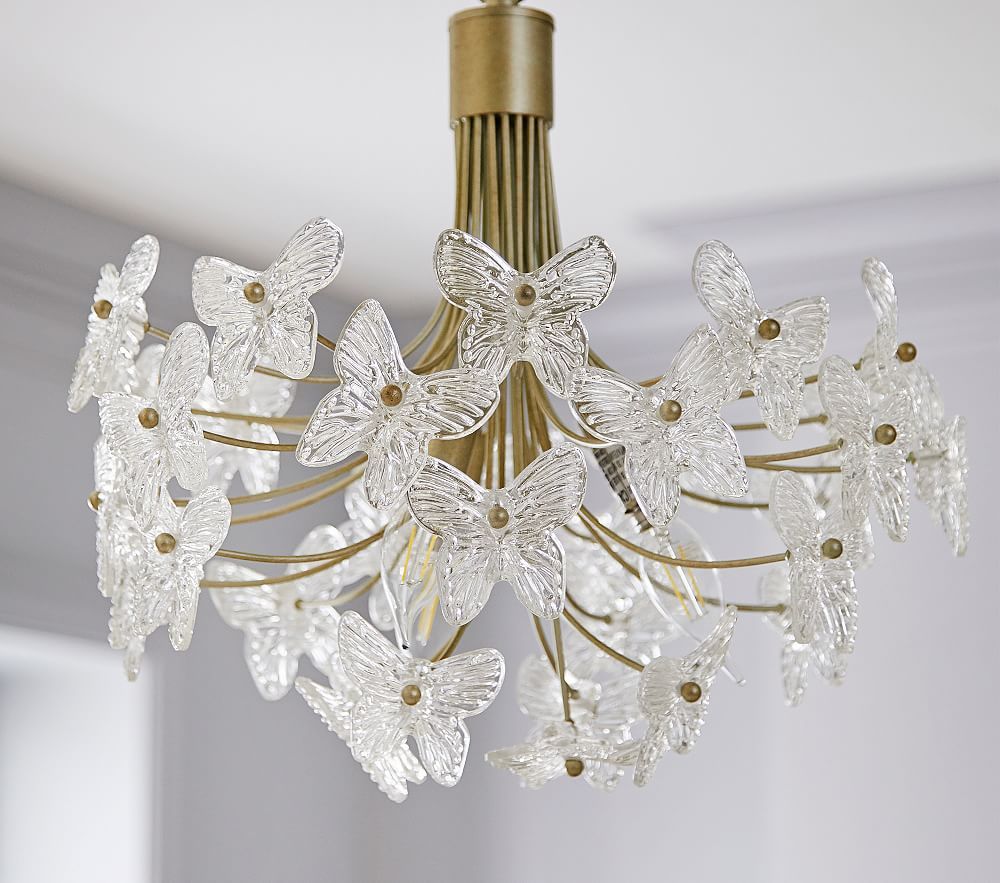 Monique Lhuillier Crystal Butterfly Chandelier, Champagne | Pottery Barn Kids