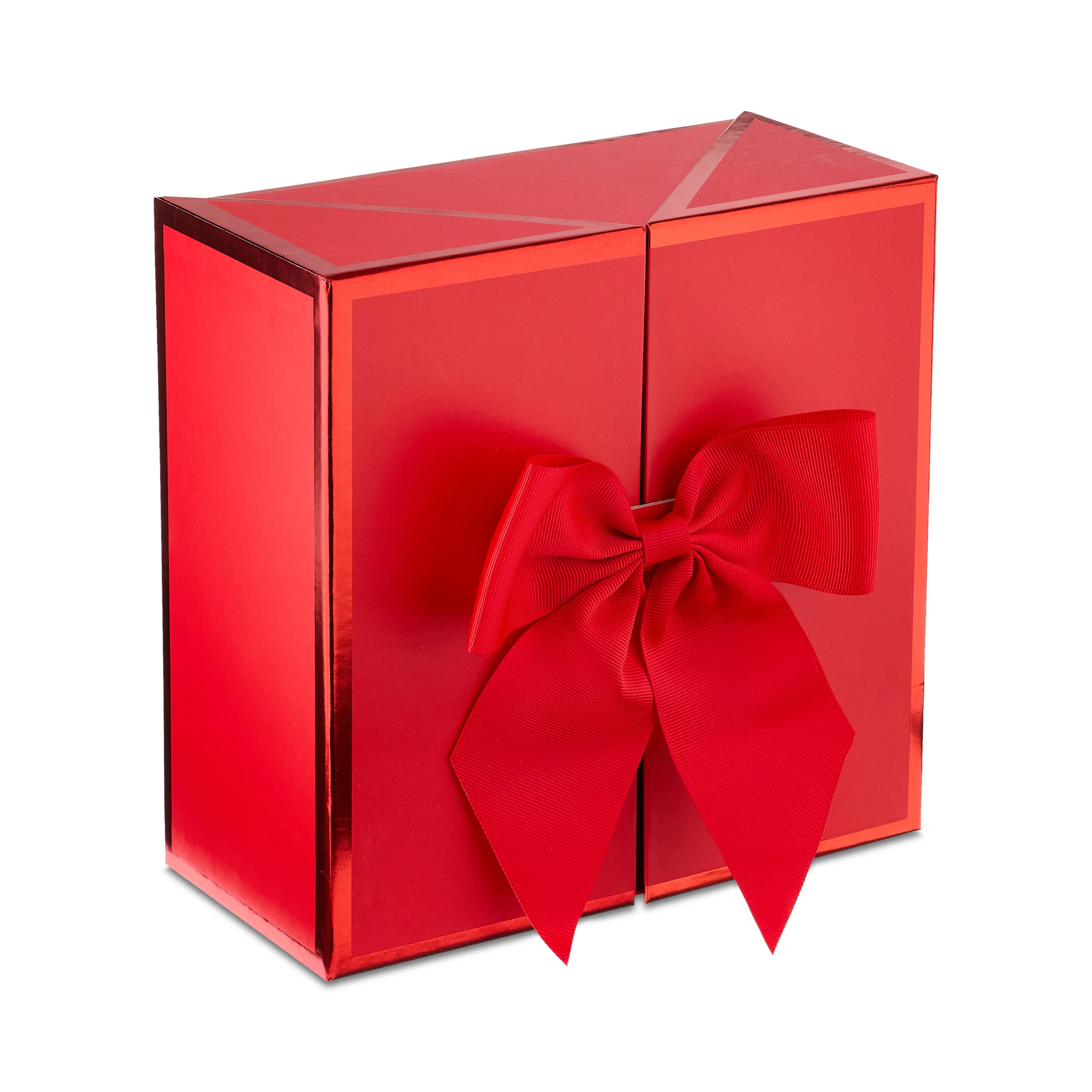 Square Foil Gift Box with Bow, Red, 8" x 8" x 4", Valentine's Day by Way To Celebrate | Walmart (US)