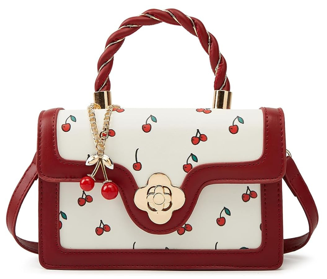 Womens Cute Cherry Vegan Leather Shoulder Crossbody Bag Fashion Purse Small Totes Y2k Handbag Sat... | Amazon (US)