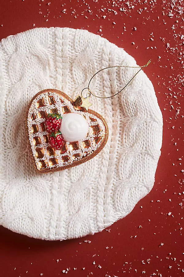 Waffle Heart Glass Ornament | Anthropologie (US)