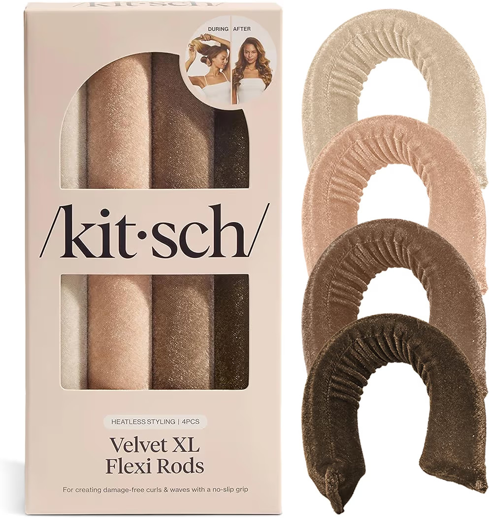 Kitsch XL Flexi Rods for Heatless Curls Overnight - Soft Velvet Hair Rollers for Women - Hair Cur... | Amazon (US)