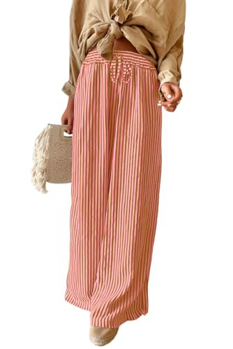 Acelitt Women Drawstring Elastic Waist Wide Leg Pants with Pockets, S-XXL | Amazon (US)