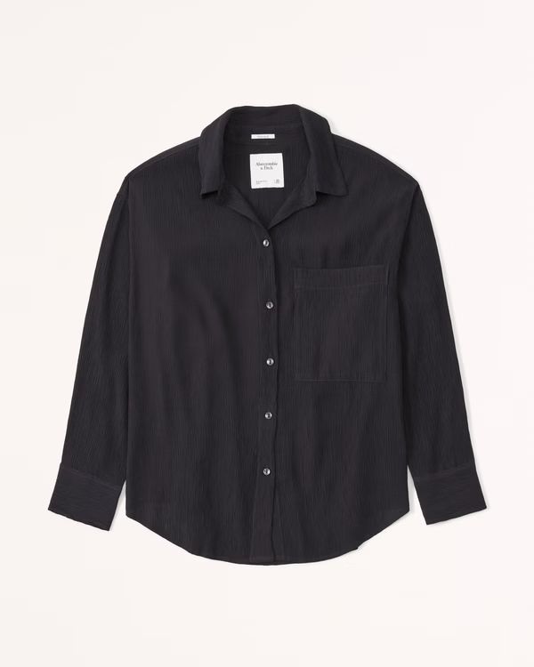 Oversized Crinkle Rayon Textured Shirt | Abercrombie & Fitch (US)