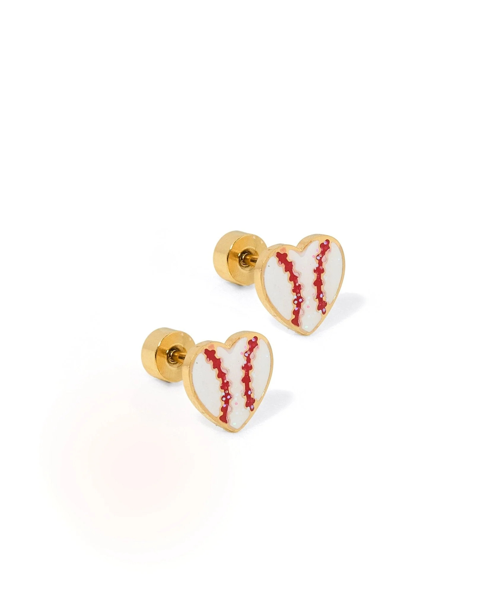 Screwback Flatback Stud Earrings - Baseball Mom Heart | LINNY CO LLC