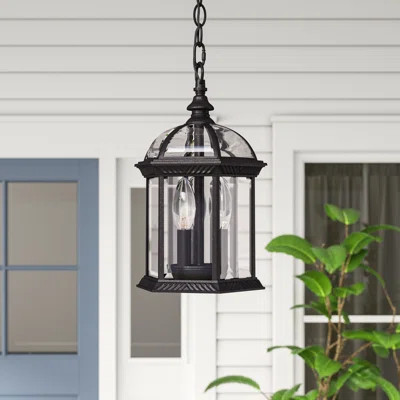 Affric 3 -Bulb 13.75" H Outdoor Hanging Lantern Three Posts Fixture Finish: Textured Black | Wayfair North America