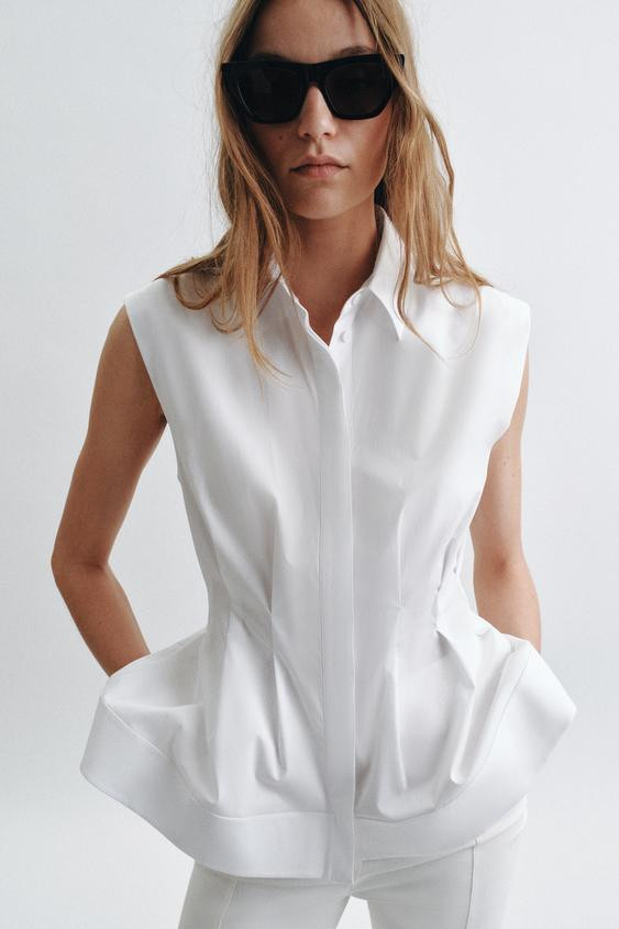 PLEATED SLEEVELESS SHIRT ZW COLLECTION | Zara US