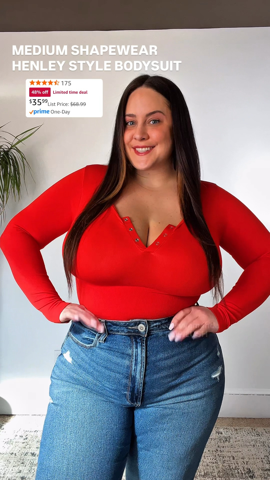 Bodysuit size XXL 
Jeans size 15 

Soft medium compression. Wearing without a bra. 

#LTKSaleAlert #LTKStyleTip #LTKFindsUnder50