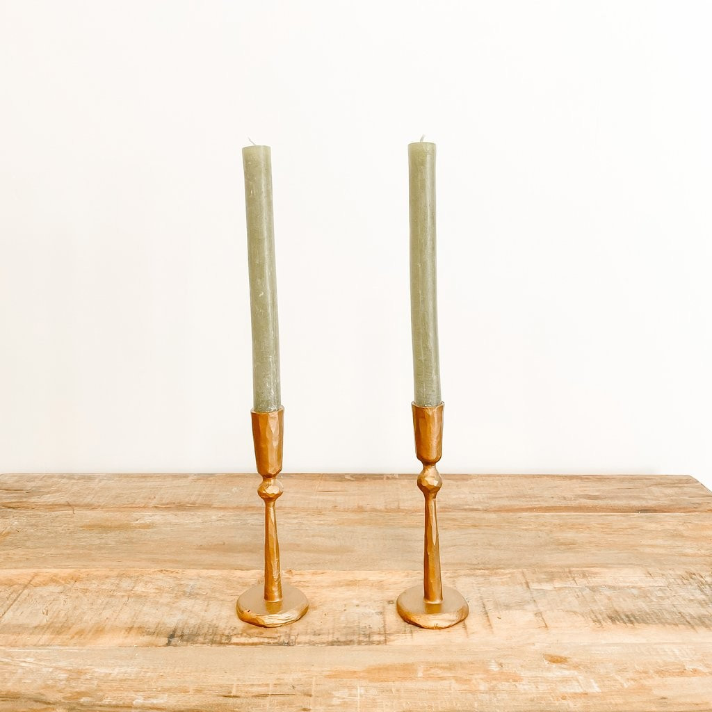Tall Gold Metal Candle Holder | Purple Rose Home