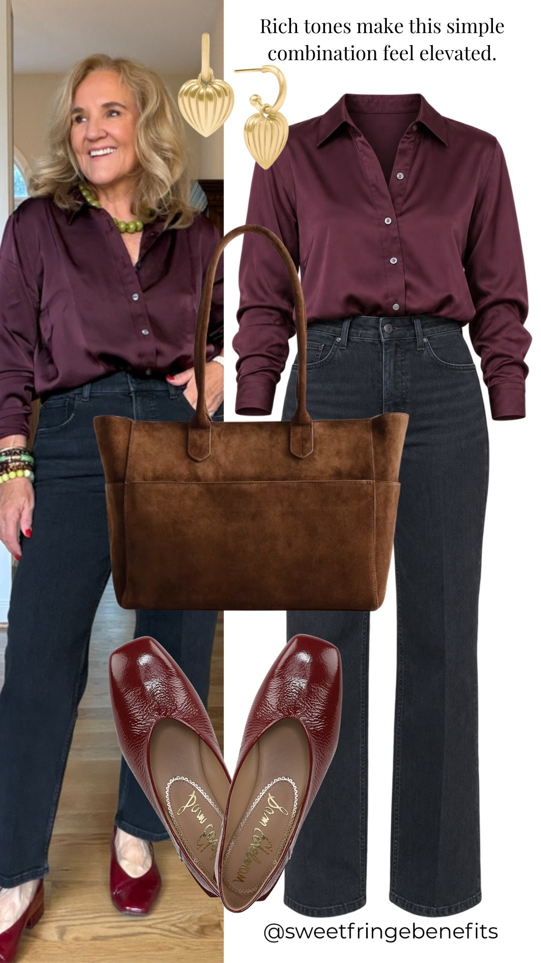 Gotta say, this silky button-down makes jeans feel a whole lot more interesting. I’m wearing a medium in both the top and jeans, and that rich burgundy is so good for fall.

#LTKootd #LTKWorkwear #LTKTravel