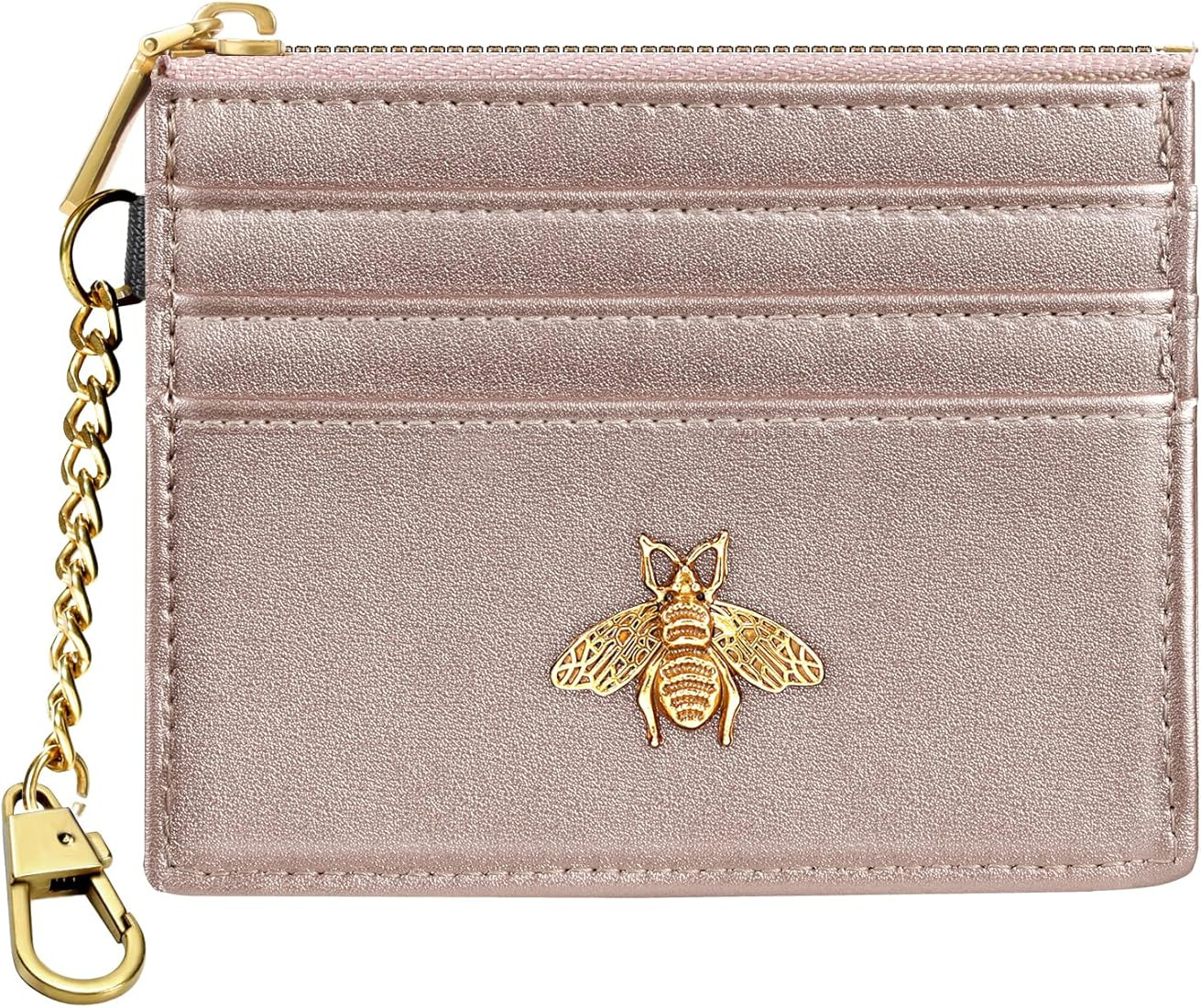 seavilia Card Holder Keychain Wallet for Women / Men with ID Window Rfid Coin Purse Bee Gifts Sli... | Amazon (US)