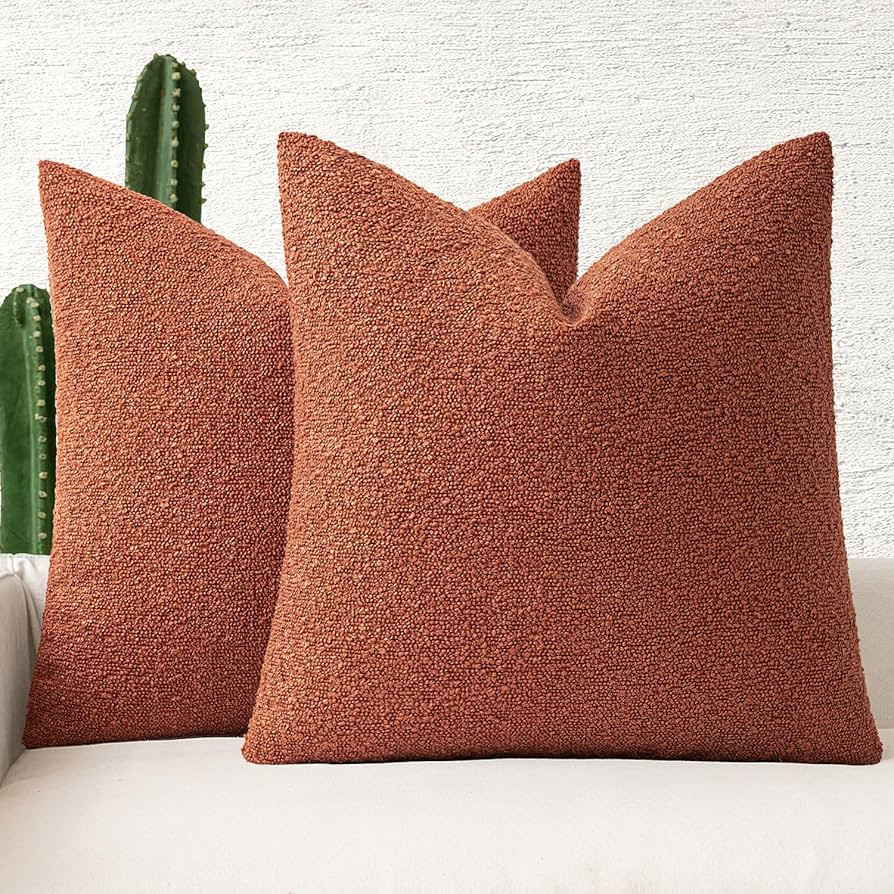 MIULEE 20x20 Inch Decorative Pillow Covers for Couch Bed Set of 2 Textured Boucle Neutral Winter ... | Amazon (US)