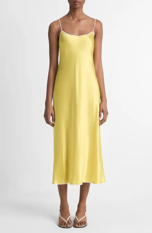 Vince Tipped Satin Slipdress in Danjou/Sun Creme at Nordstrom, Size Medium | Nordstrom
