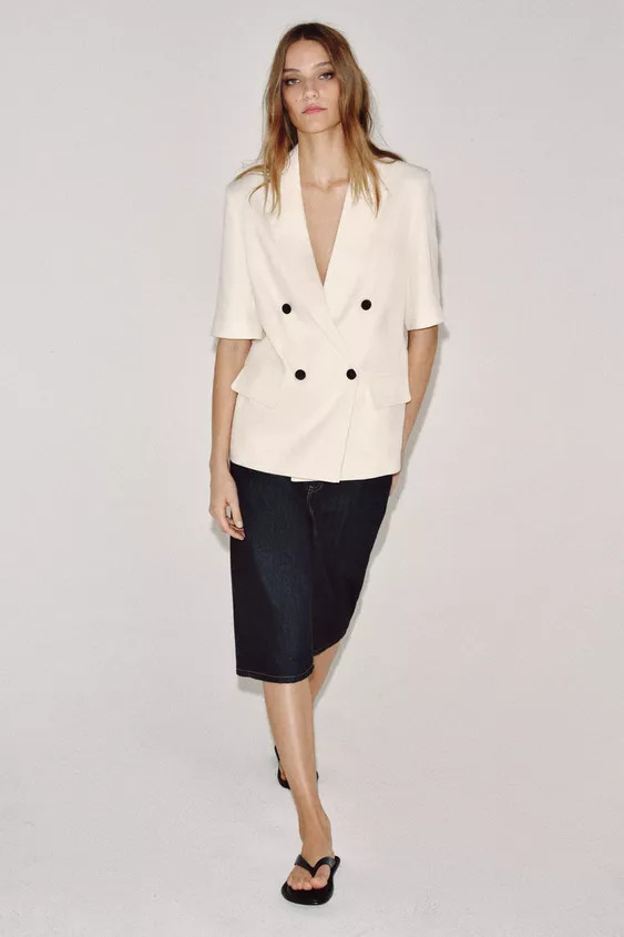 ZW COLLECTION LINEN SHORT SLEEVE BLAZER | Zara UK