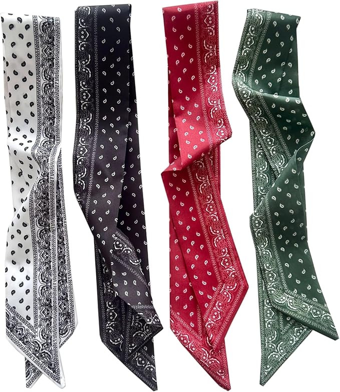 4 Pcs Bag Handbag Handle Ribbon Hair Head Band Neck Scarf For Hair Fashion Skinny Scarves For Wom... | Amazon (US)
