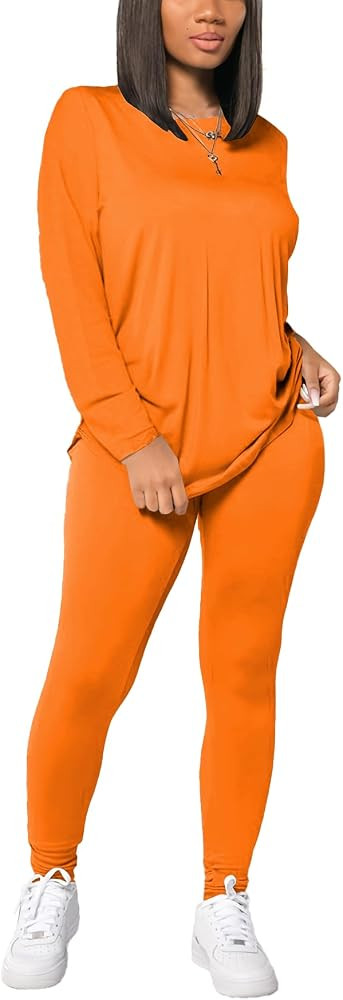 HBQ Women's Casual 2 Piece Outfits Long Sleeve Sweatsuits Jogger Sets | Amazon (US)