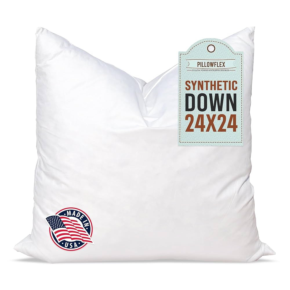 Pillowflex Synthetic Down Pillow Insert - 24x24 Down Alternative, Large Euro Pillow, Square Ultra... | Amazon (US)