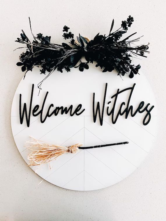 Welcome Witches Halloween Front Door Sign - Etsy | Etsy (US)