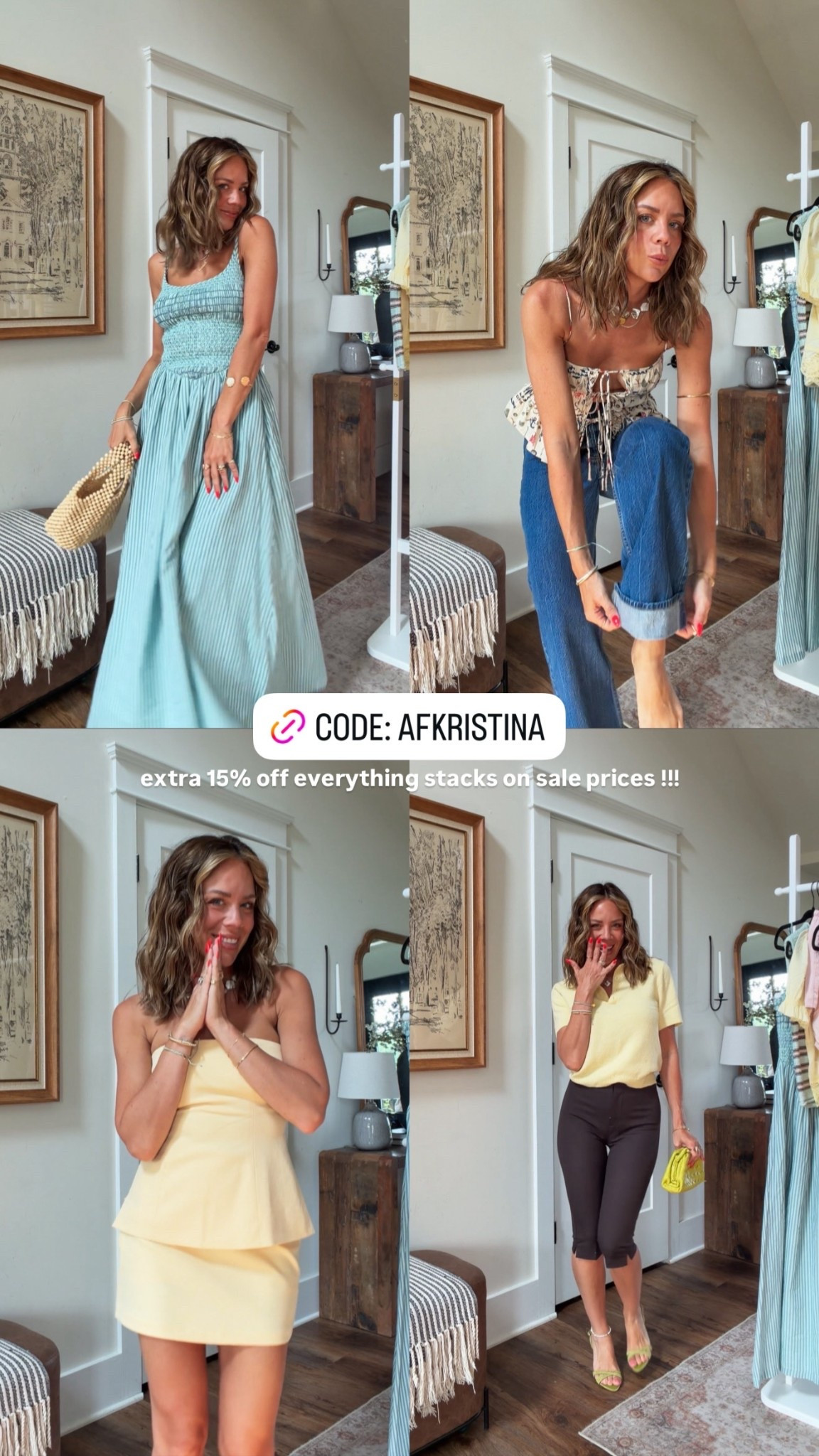 AFKRISTINA for extra 15% off at Abercrombie! In xs/24 all #abercrombiepartner @abercrombie 

Sale: *Offer valid in stores and online July 16, 2026 to July 20, 2026 in US/CA. Exclusions apply as indicated. Online price reflects discount.
Code: **Use code AFKRISTINA to get an additional 15% off almost everything in stores and online at checkout from July 16, 2026 to July 20, 2026 in US/CA. Exclusions apply. See details online.

#LTKootd #LTKSaleAlert