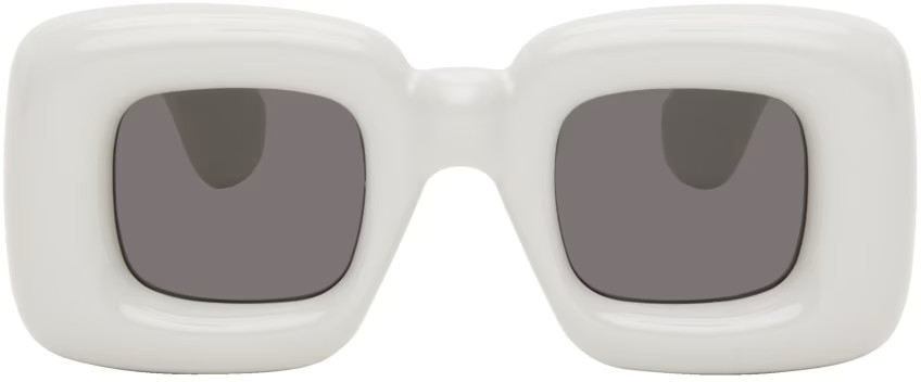 White Inflated Rectangular Sunglasses | SSENSE