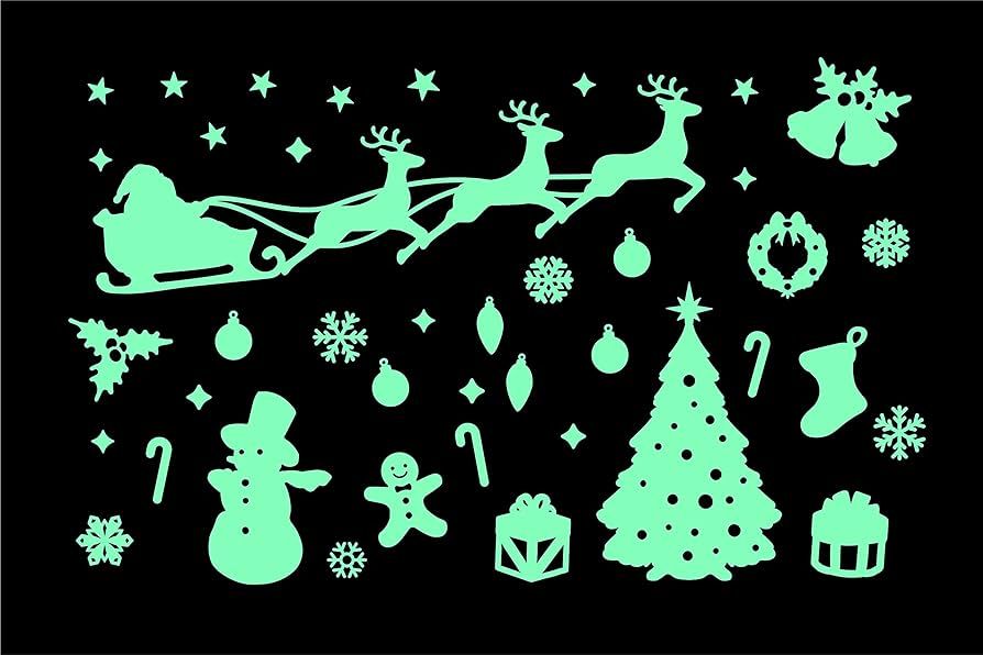 GLOPLAY Merry Christmas Series (40pcs/Pack), Glow in The Dark Educational Wall Stickers, The Eco-... | Amazon (US)