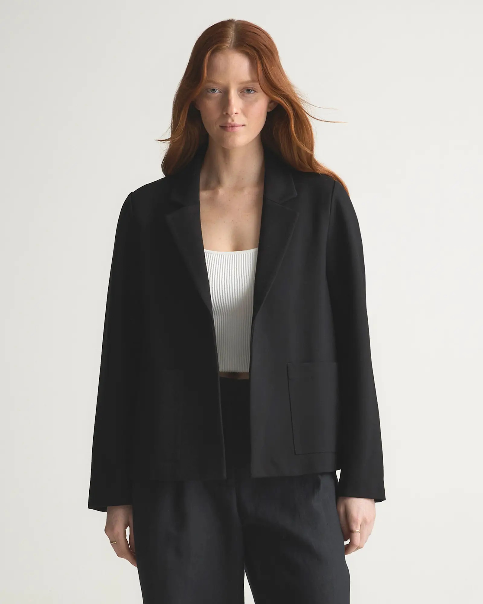 Ultra-Stretch Ponte Open Blazer in Black | Quince