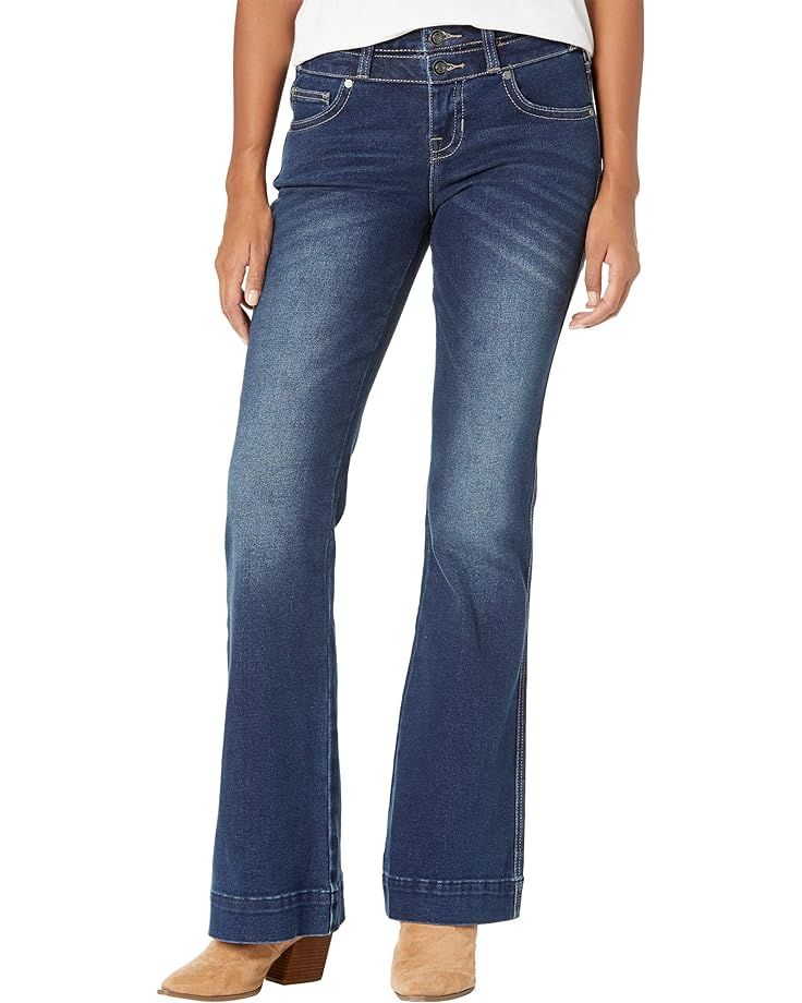 Rock and Roll Cowgirl Mid-Rise Trouser Jeans in Dark Vintage W8M1661 | Zappos