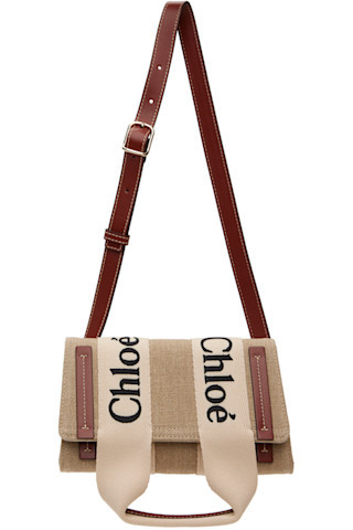 Beige & Red Woody Flap Bag | SSENSE