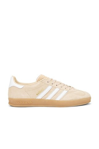 adidas Originals Gazelle Indoor in Magic Beige, White, & Gum | FWRD | FWRD 