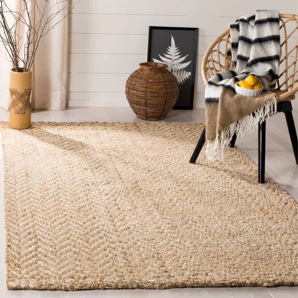 Gardell Chevron Handmade Flatweave Jute/Sisal Ivory/Natural Area Rug | Wayfair Professional