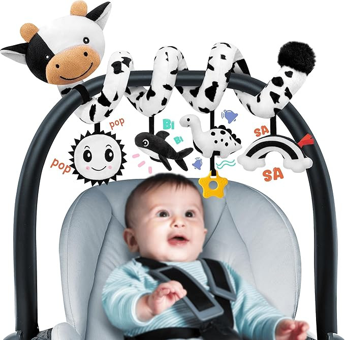 Spiral Car Seat Baby Toys 0-6 Months, Infant Carseat High Contrast Sensory Toys Hanging Stroller ... | Amazon (US)